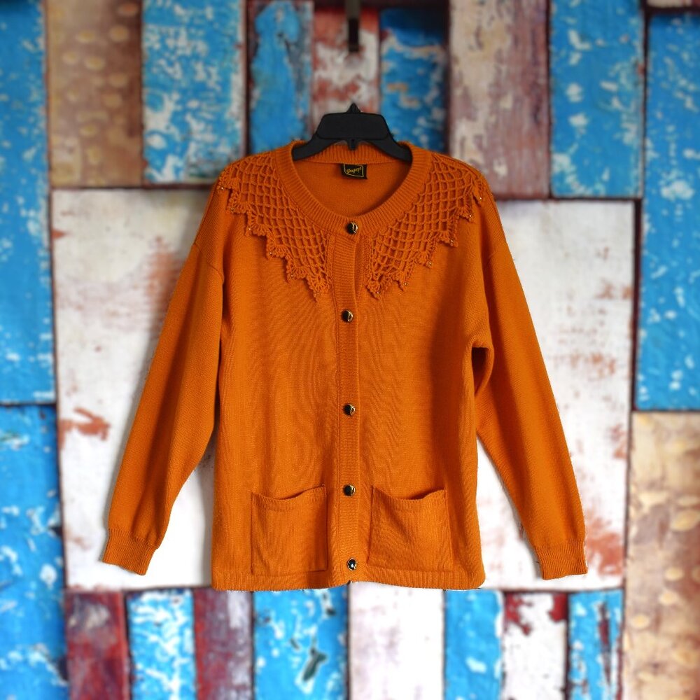 Women's Payeza Open Sweater Peru Style Long Sleeve Button Closure NO SIZE Ochre